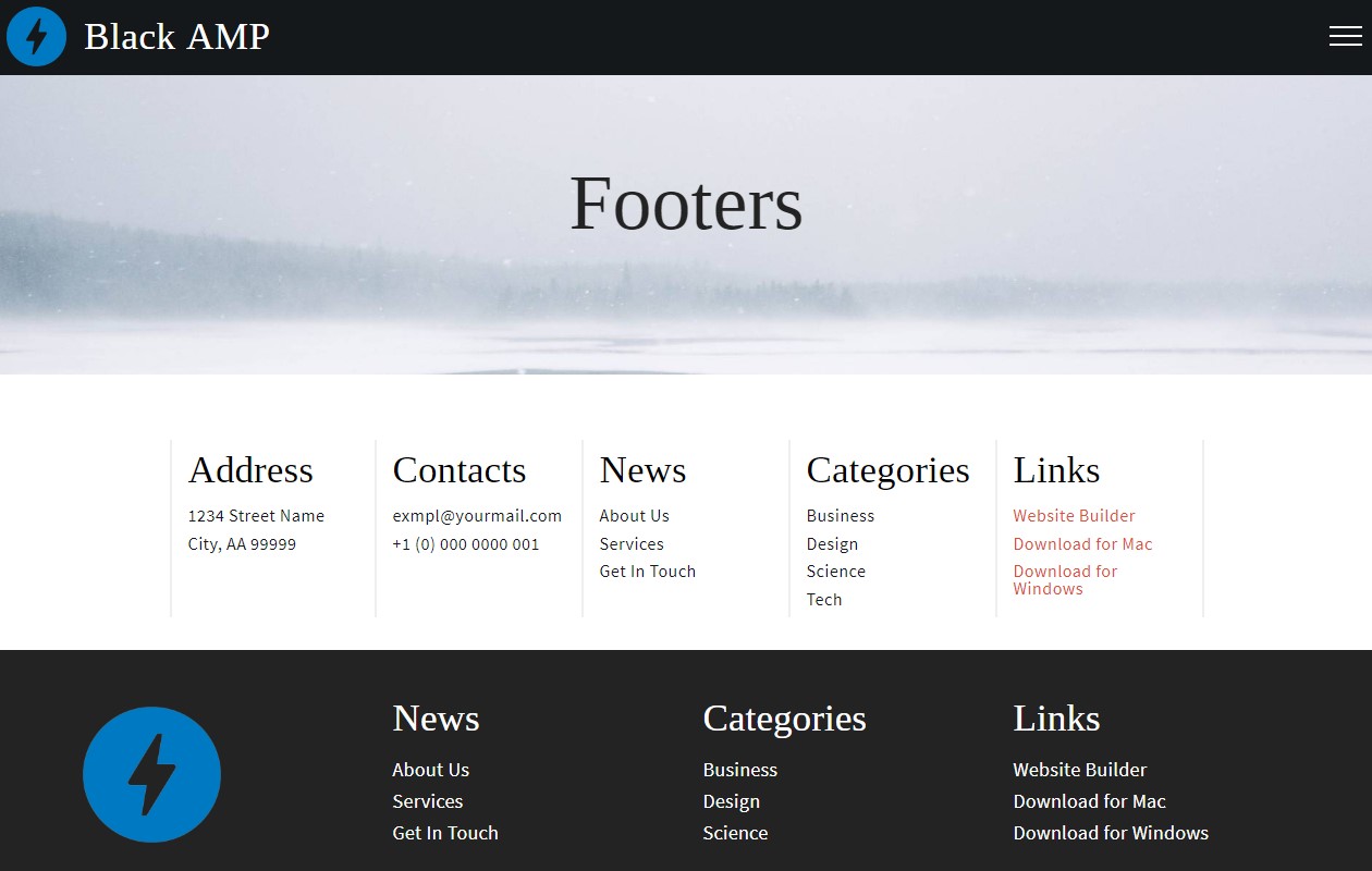 AMP HTML Footers Template